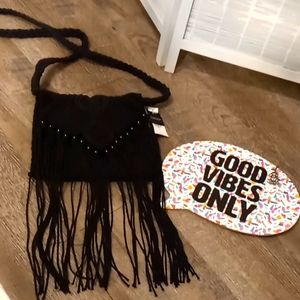Top Shop NWT Black Macramé Crossbody